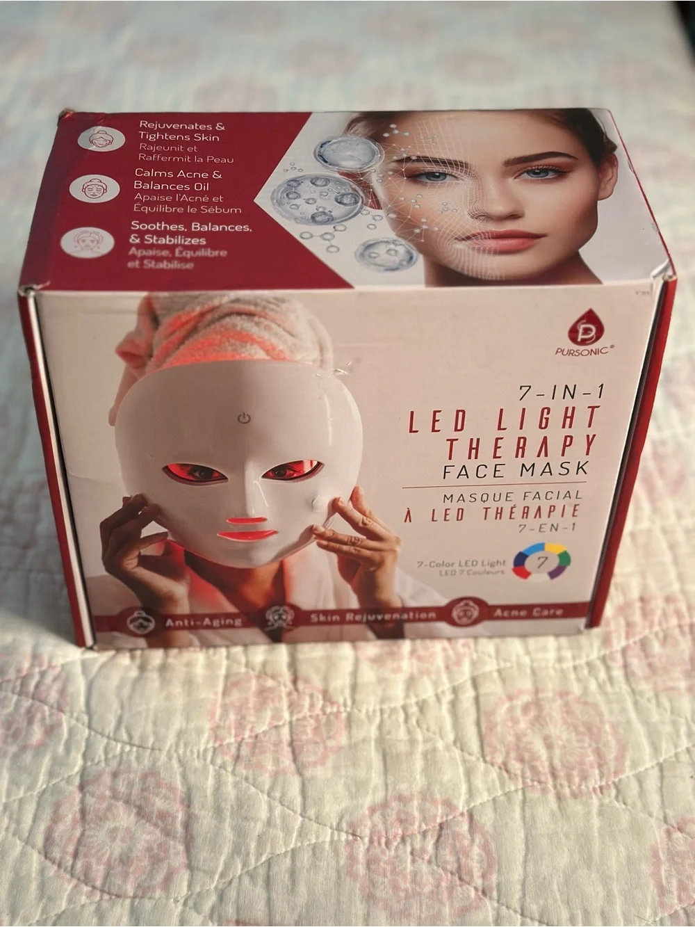 Pursonic | 7 Color LED Red Light Therapy Face Mask for Acne & Anti-Aging NWT 🏷️